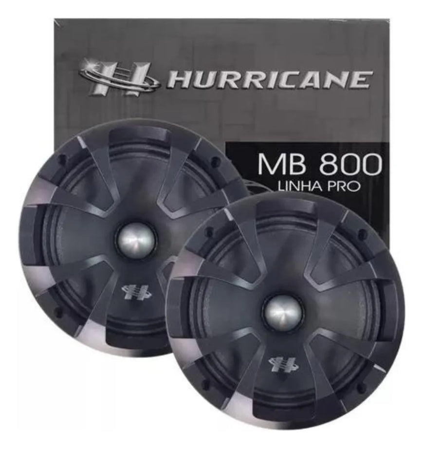 Par de alto-falantes 8 Polegadas midbass Hurricane Pro MB 800 600 W Rms 4 Ohms cor preto