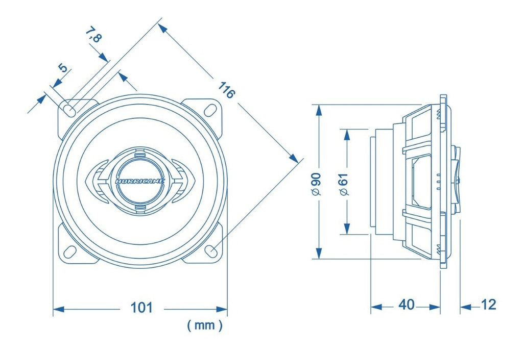 Hurricane Quadriaxial Cm4 110w Par Auto Falante 4 Polegadas Preto