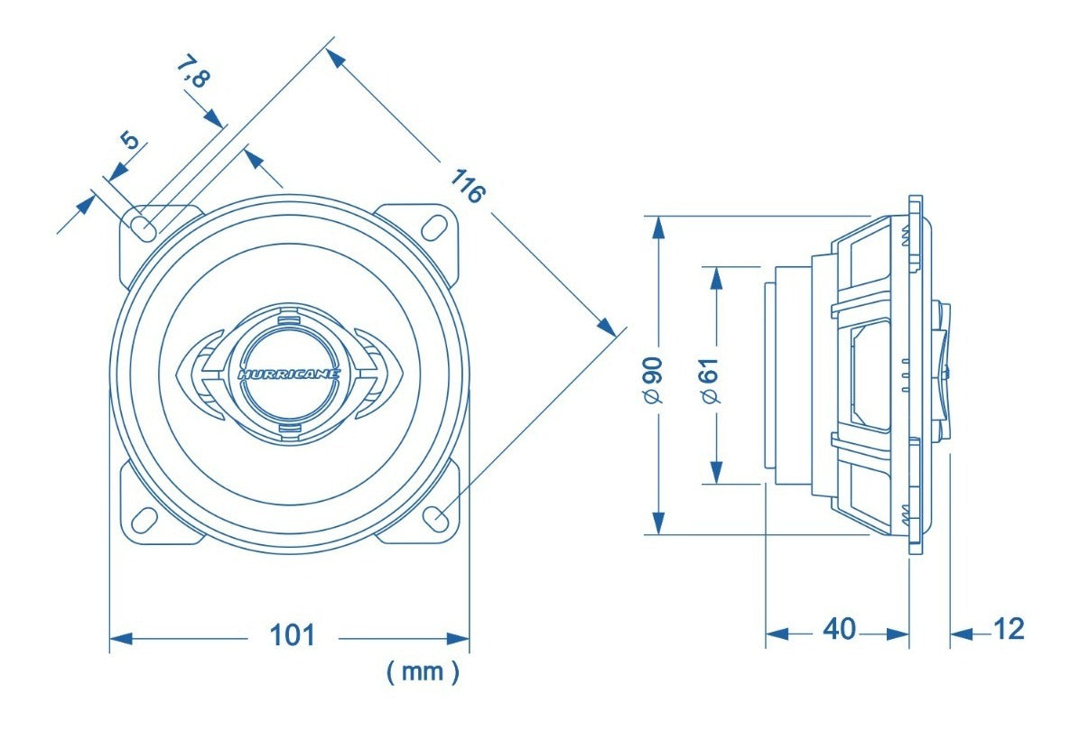 Hurricane Quadriaxial Cm4 110w Par Auto Falante 4 Polegadas Preto
