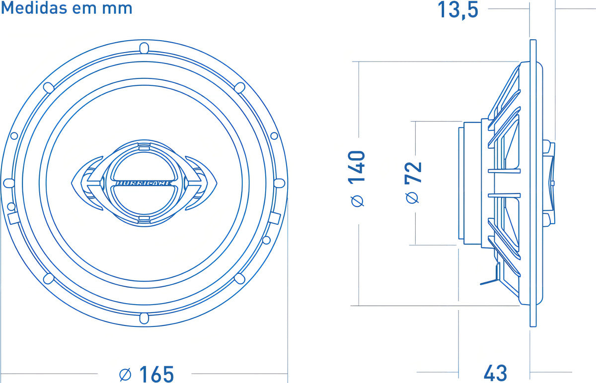 Par Alto Falante 6 Pol Cm6 130w Rms Hurricane Quadriaxial