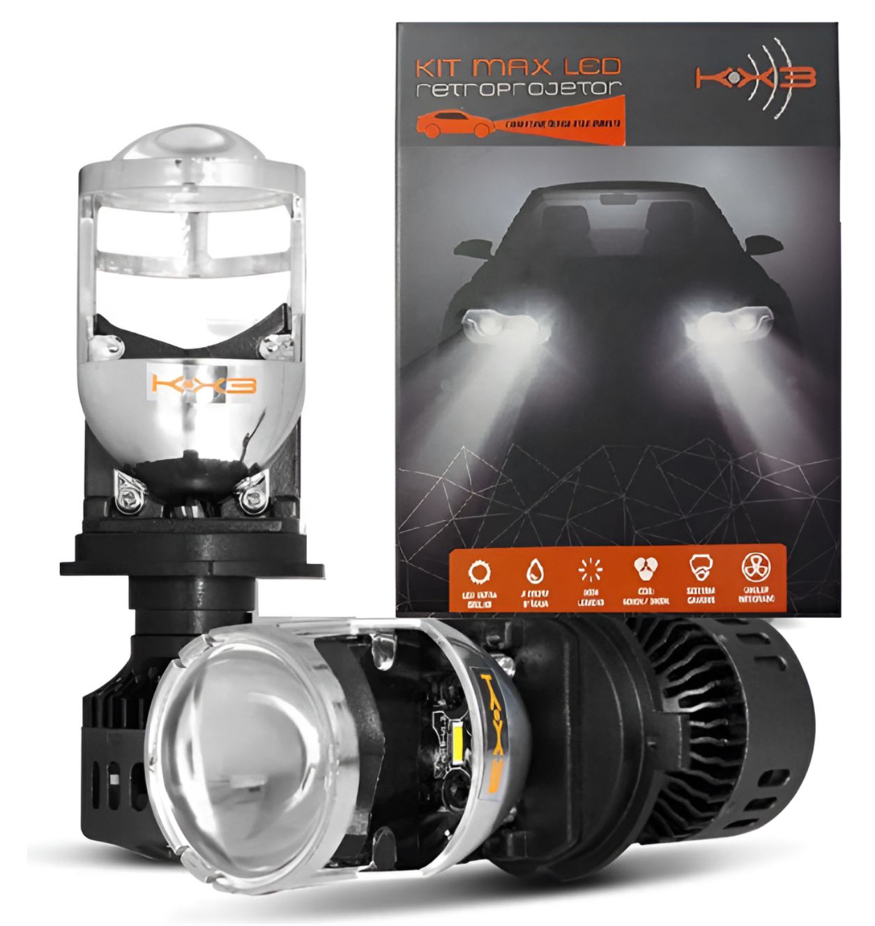 Lâmpada Led Mini Projetor Canhão H4 H7 H8 H11 H16 Hb3 Hb4