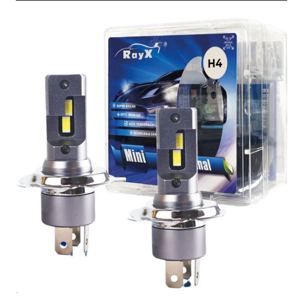 Led Mini Original 63w 6k 12000lm Encaixe H1, H3, H4, H7, H8, H11, H27, HB3, HB4 Rayx Branco