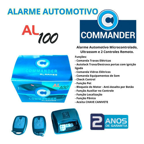 Alarme Automotivo Universal Commander Al100 Com 2 Controles