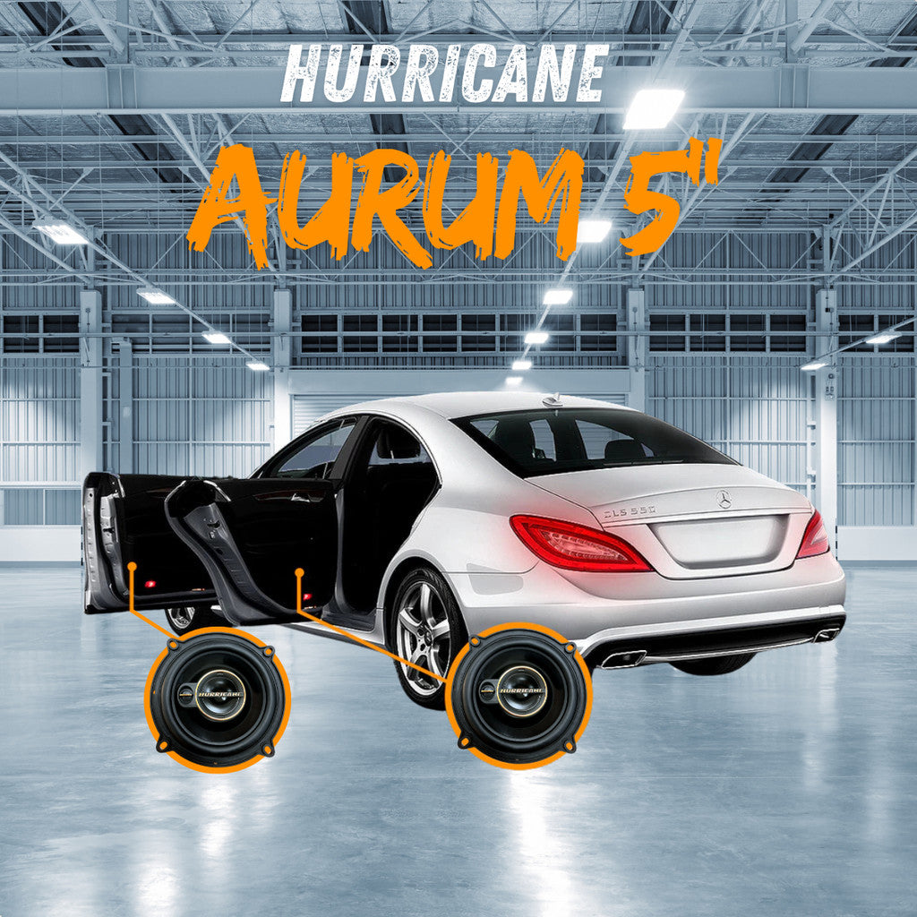 Kit Par Alto Falante Hurricane Triaxial Aurum 5 Pol 120w Rms Preto