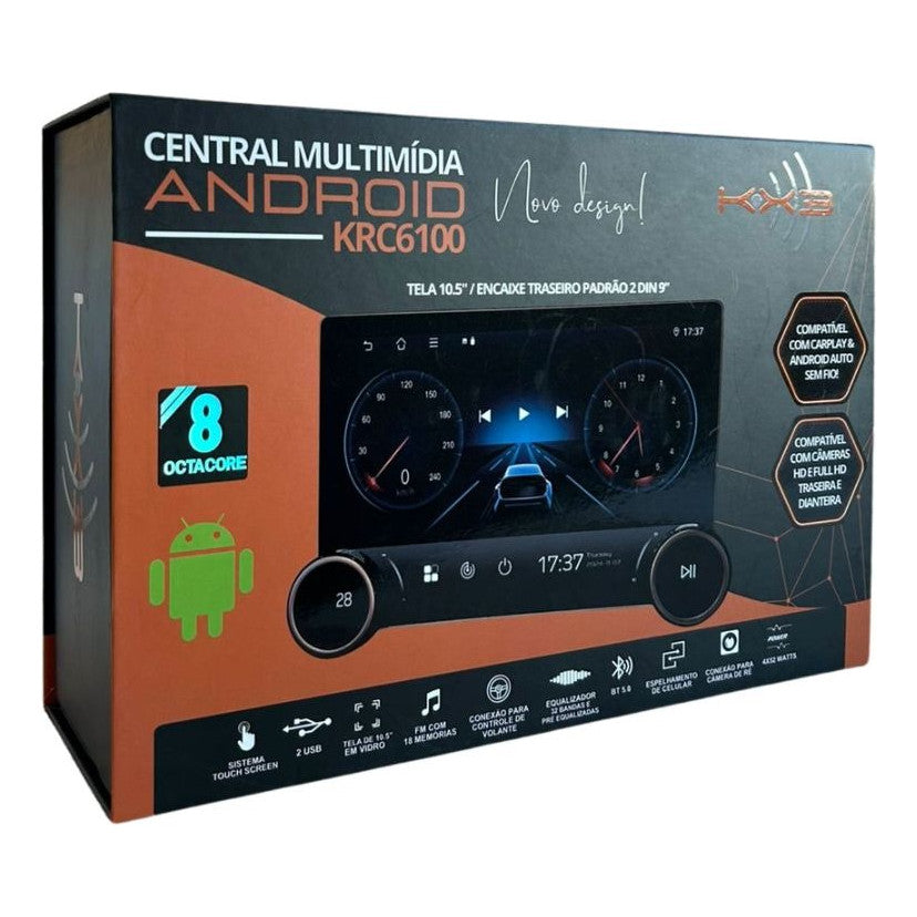 Multimídia Android 10,5 Carplay 4 Ram 64gb Octacore Full Hd Preto